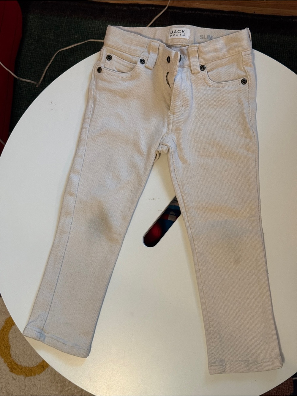 Janie and Jack Light Cream Slim Kids Jeans 3T